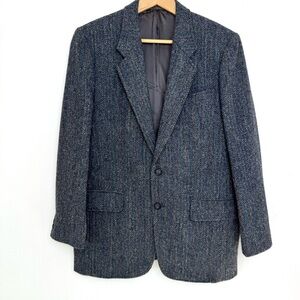 HARRIS TWEED 100% PURE SCOTTISH WOOL
HAND WOVEN BLUE AND GRAY JACKET BLAZER 40 R